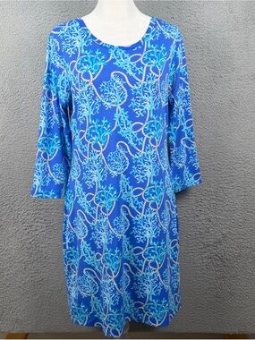 Anthonys Resort Wear Dress Womens Small Blue Coral Rope Printed Active Travel